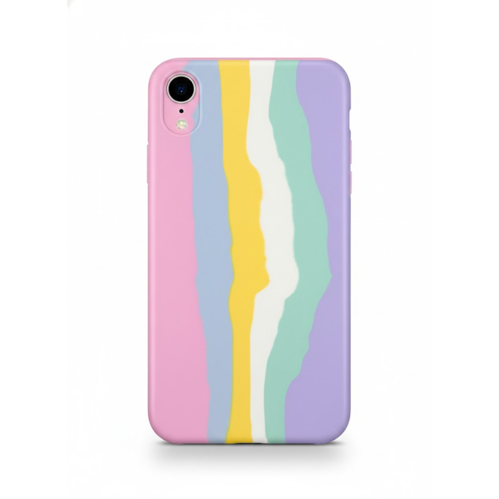 Capinha Arco-íris Colorida Silicone Para Iphone Xr Arco-íris Lisa