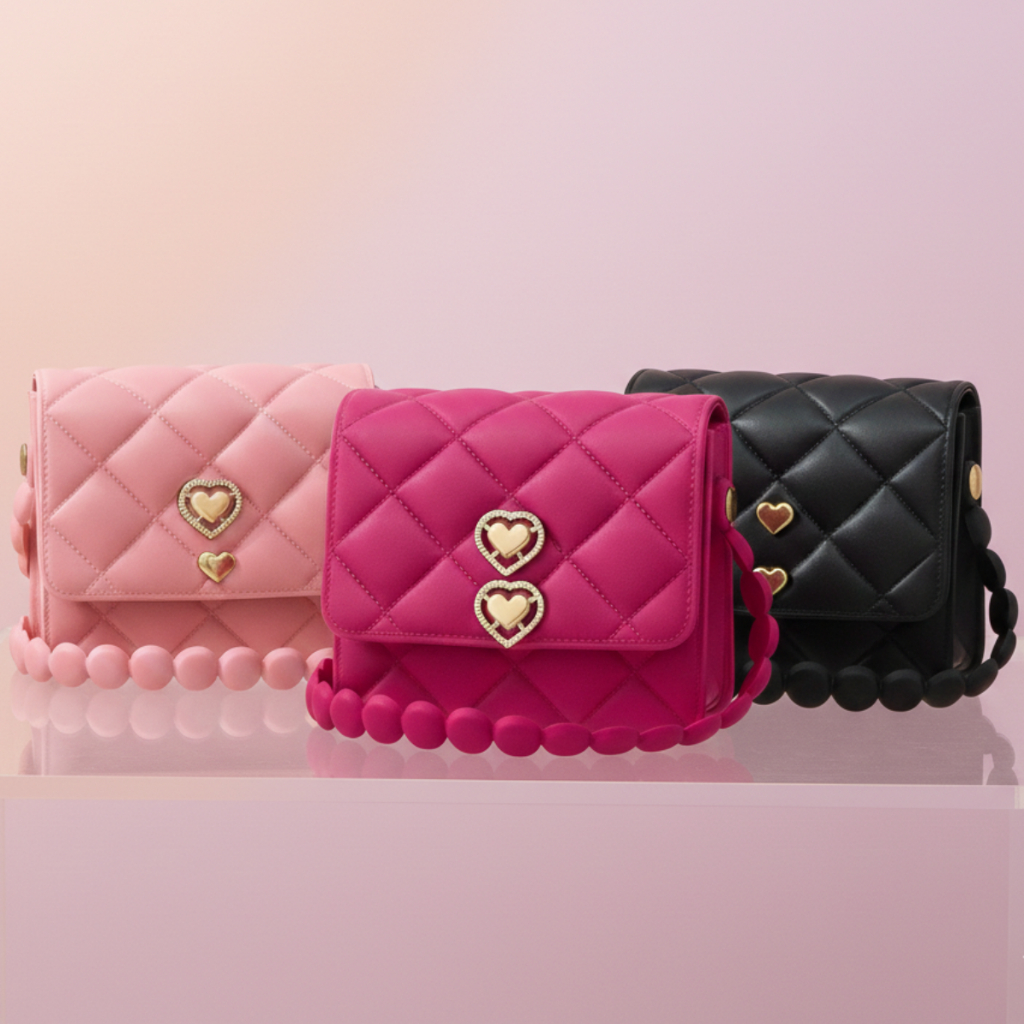 ⭐ Bolsa Infantil Feminina Luxo com Coração | Alça Transversal, Moderna e Charmosa