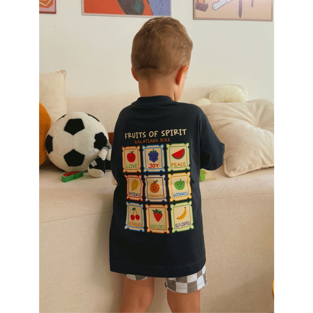 Camiseta Infantil Premium 100% Algodão Estampa Fruits of Spirit