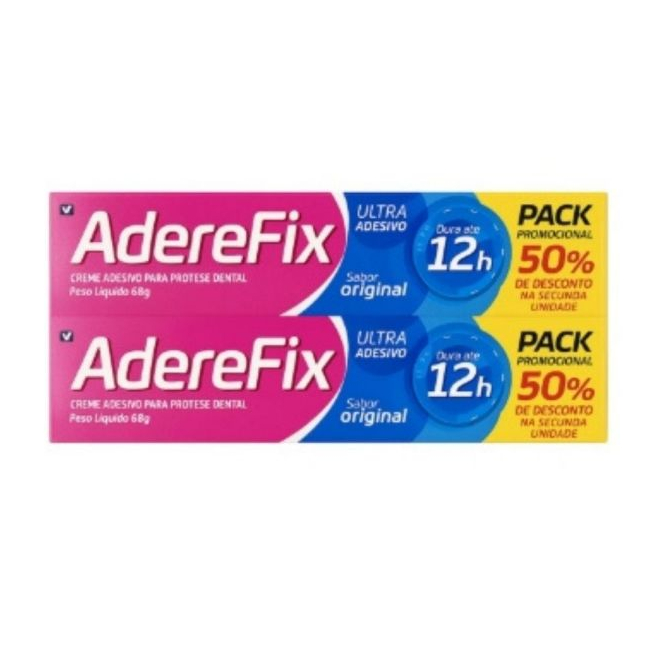 ADEREFIX 68g Kit com 2 Creme Fixador de Prótese Dentária em Oferta na Shopee