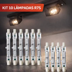 Kit 10 Lâmpada Halogena Palito R7S 150W 220V 78mm Ourolux