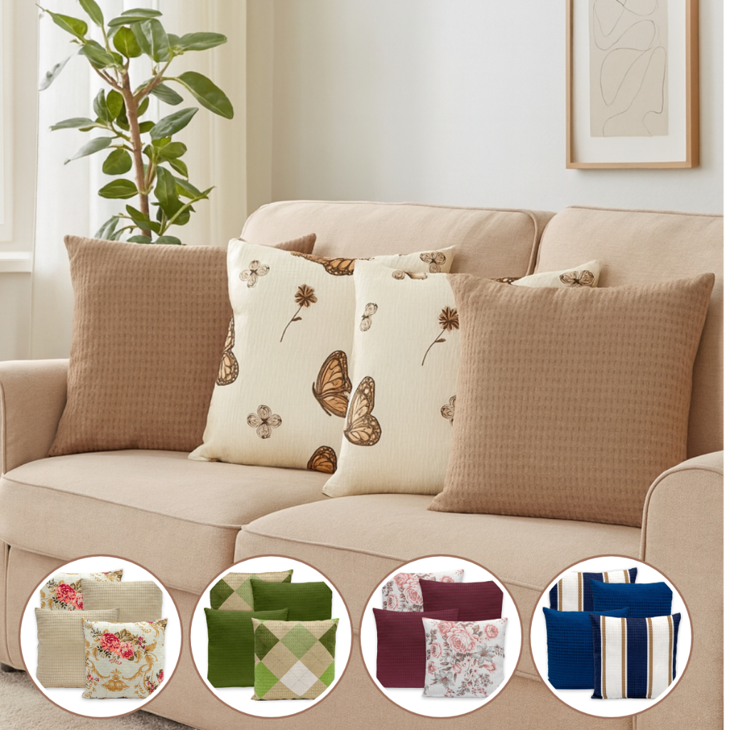 Kit 04 Capas de Almofadas Estampadas 40x40 Com Zíper Piquet