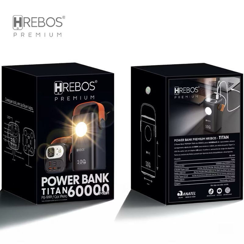 Bateria Power Bank 60.000mah Hrebos Utra potente  Pb-999 P/ Starlink Mini e Notebook