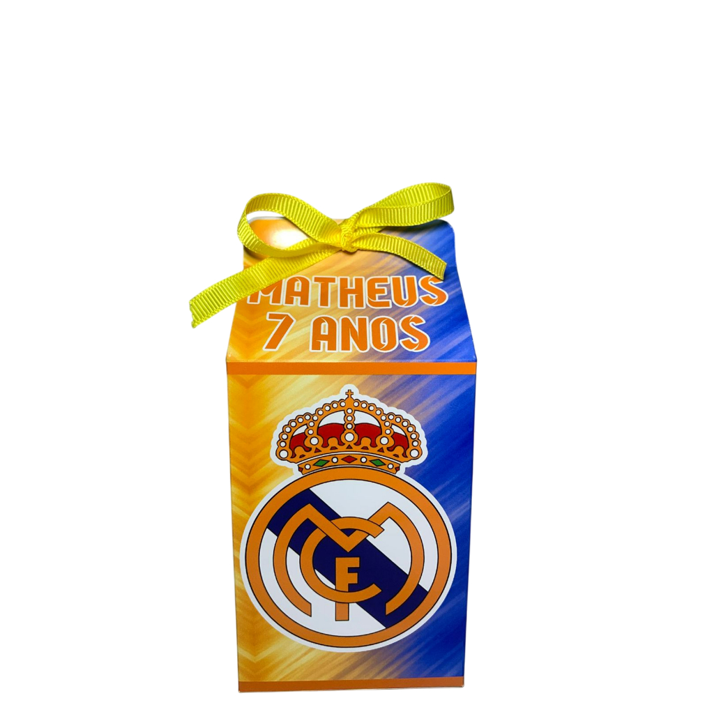 🎉 Caixinha Milk Personalizada – Tema REAL MADRI-REAL MADRID