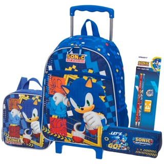 Kit mochila escolar carrinho sonic + lancheira + estojo 2026 em Oferta na Shopee