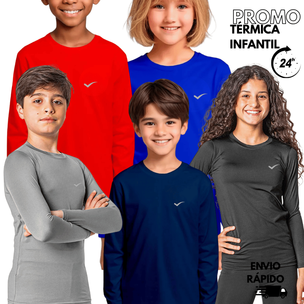 Kit com 2 Camisa termica infantil proteção UV Infantil proteção solar - 2 a 14 anos