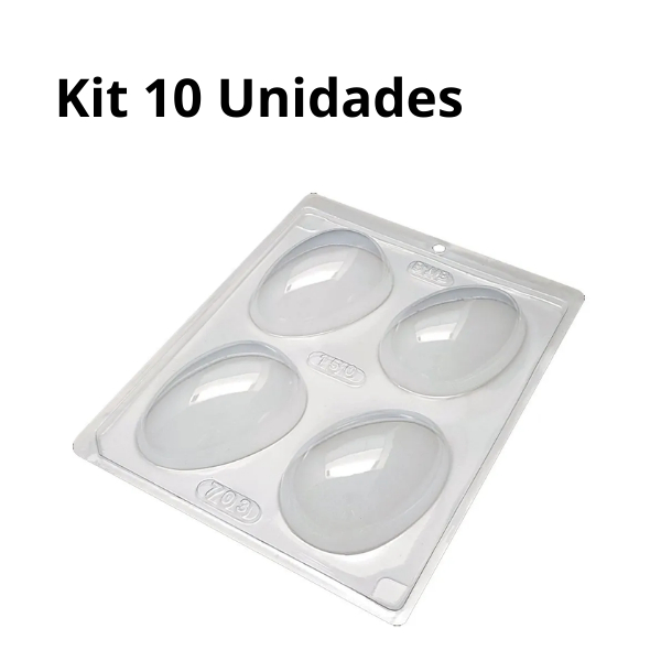 Kit 10 Formas ACETATO Ovo Liso 100g Cod140 4 Cavidades Pascoa
