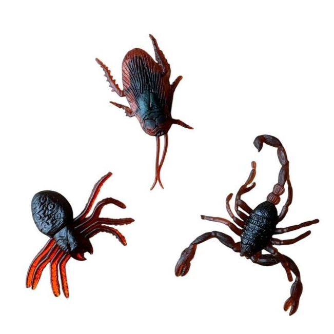 kit C/6 Barata, Escorpião e Aranha de Brinquedo Mentira Realista Simulação Borracha Pegadinha Mágica