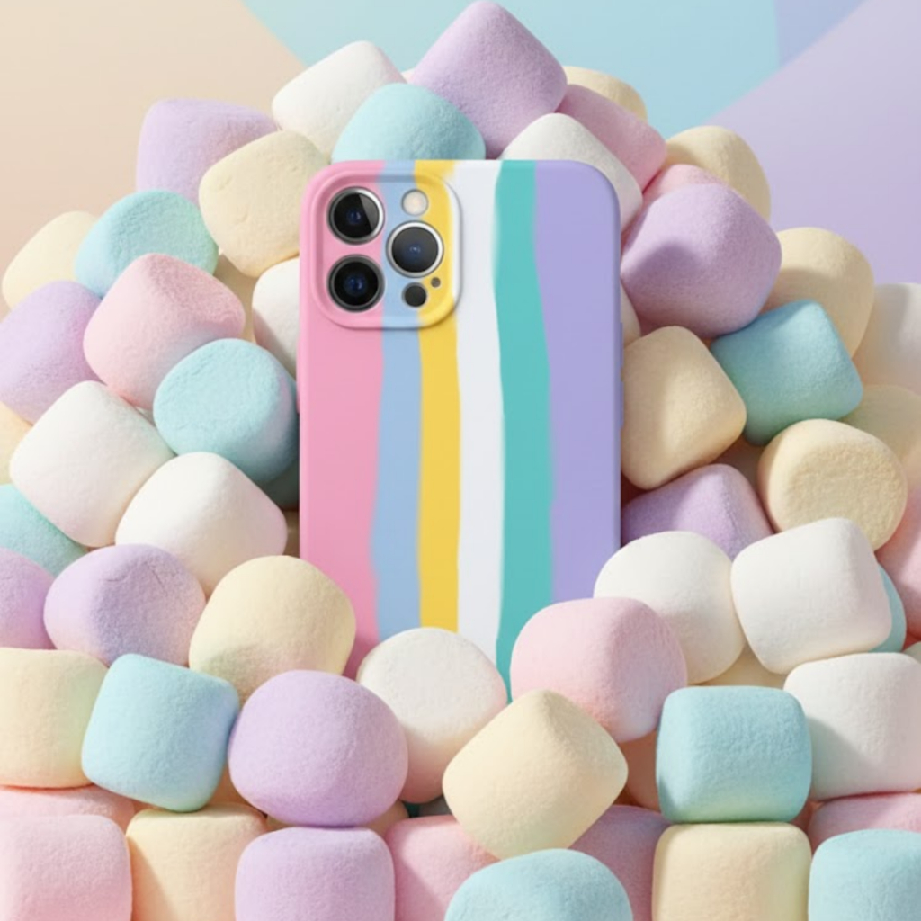 Capinha Arco-íris Colorida Silicone Para Iphone 12 Pro Max Arco-íris Lisa