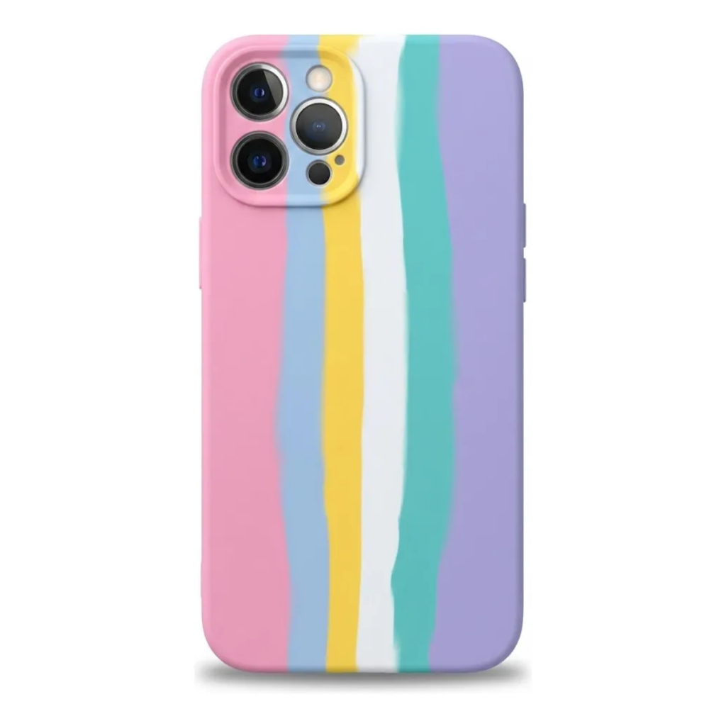 Capinha Arco-íris Colorida Silicone Para Iphone 12 Pro Max Arco-íris Lisa