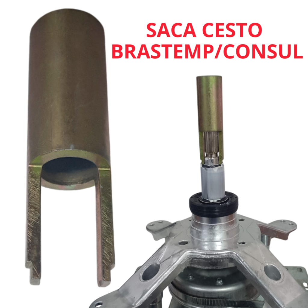 Saca Cesto para mecanismo Brastemp/Consul/Mondial/Mini/Brastemp15/16kg eixo estriado/Brast. eixo híbrido Aço temperado