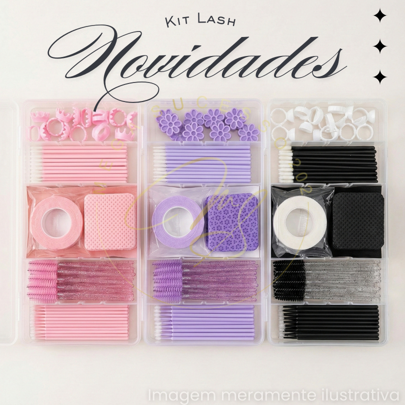Kit Lash Extensão de Cílios Iniciante Completo Caixa Organizadora Transparente Descartáveis - SQ8005 em Oferta na Shopee