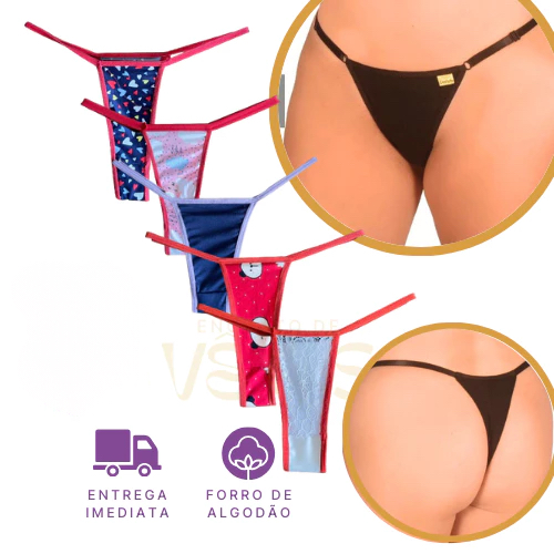 Kit Calcinhas Fio Dental Forro Algodão