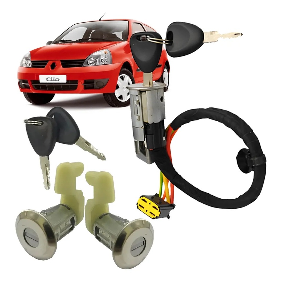 Kit Cilindro Ignição E Par Cilindro Porta Clio 1999 2000 2001 2002 2003 2004 2005 2006 2007 A 2015 2016
