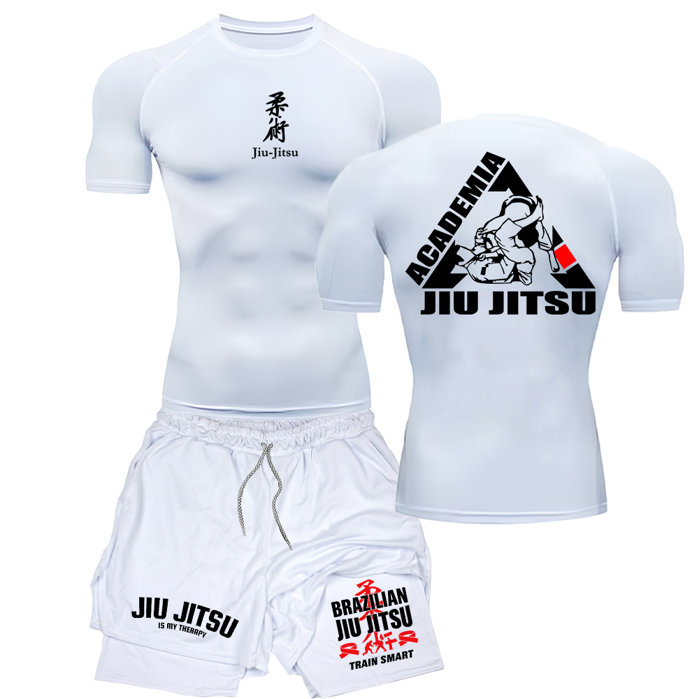 Kit Camiseta Compressão e Short compressão 2 Em 1 Jiu Jitsu Arte Marcial academia luta exclusiva