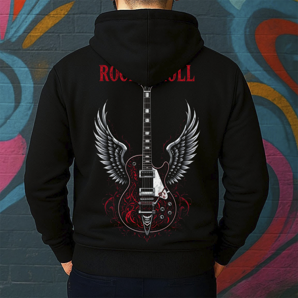 Blusa de Moletom Canguru Estampada Rock N' Roll Masculina Confortável Do Tamanho P ao GG