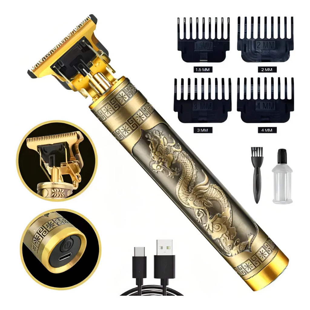 Maquininha De Cortar Cabelo Dragão Barbeador Eletrico Acabamento Profissional