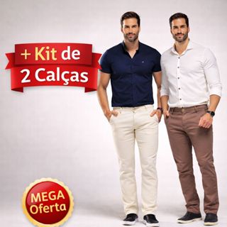 Kit 2 Calças Sarja Masculina Alfaiataria Esporte Fino Bolso Faca Bolso Embutido em Oferta na Shopee