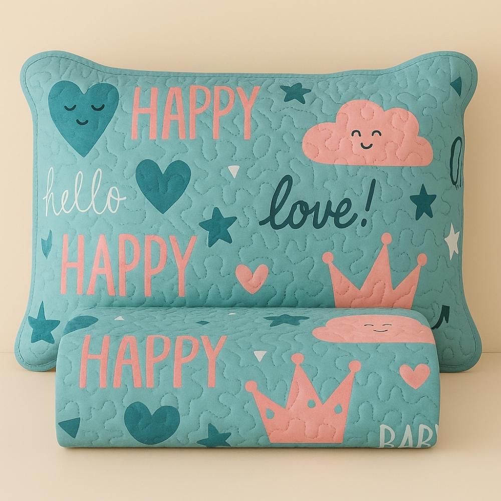 Kit Cobre leito Colcha Solteiro menino menina 2 Peças Infantil Estampado cama rosa azul verde