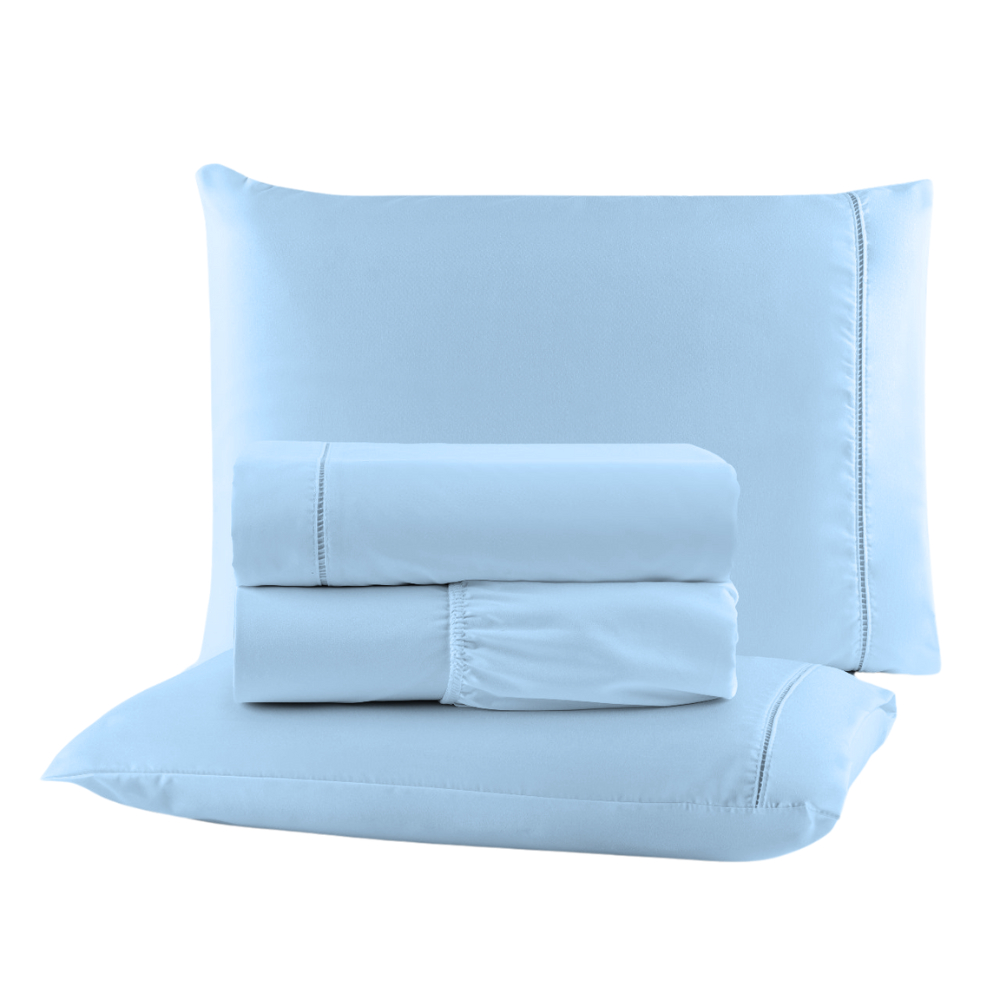 Jogo de Lençol Casal 04 Peças 200 Fios 100% Algodão Percal Ponto Palito em Oferta na Shopee