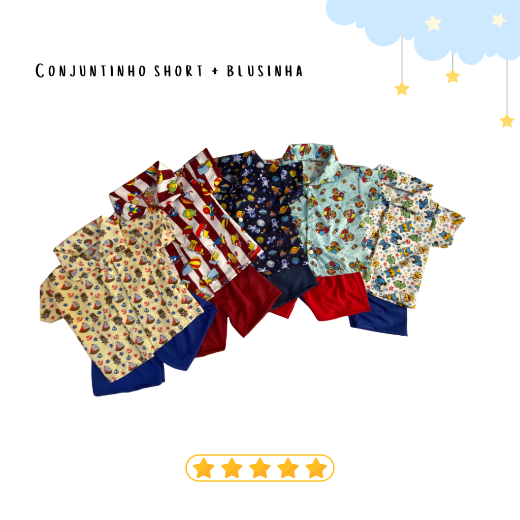 Conjunto Bebê Menino Blusa e Short Leve Conforto Diário Roupa Infantil