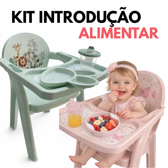 Cadeira de Refeição Completa Infantil Urso – Cadeira com Prato e Copo Bebê | Alimentação Segura e Fofa