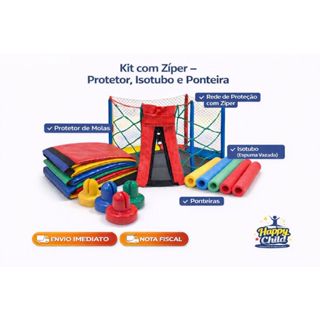 Kit Para Cama Elástica 1,40 Ziper Malha 10 Com Protetor + Rede + 6 Isotubos + 6 Ponteiras em Oferta na Shopee