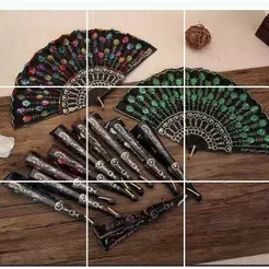 Kit 24 Leque Dobrável Paetê Luxo com Decoração Brilho ATACADO