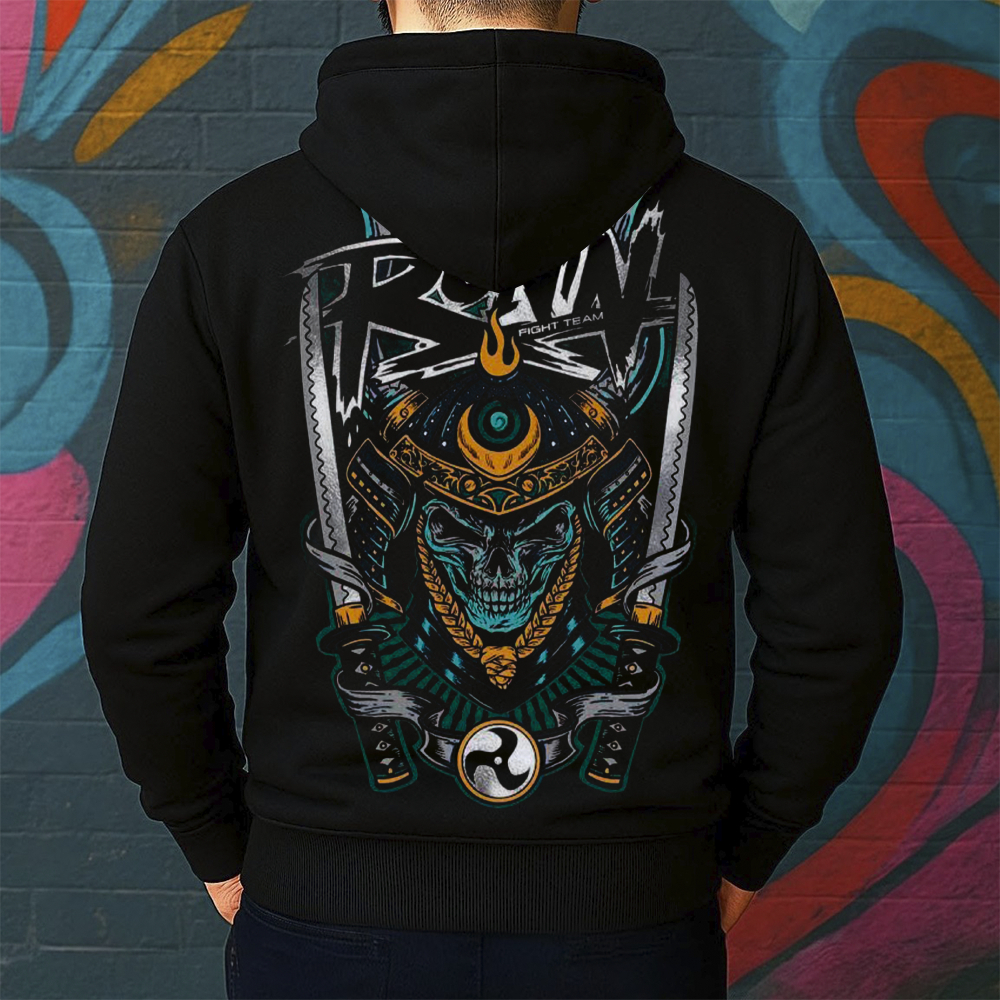 Blusa de Moletom Canguru Estampada Samurai Ronin Masculina Confortável Do Tamanho P ao GG