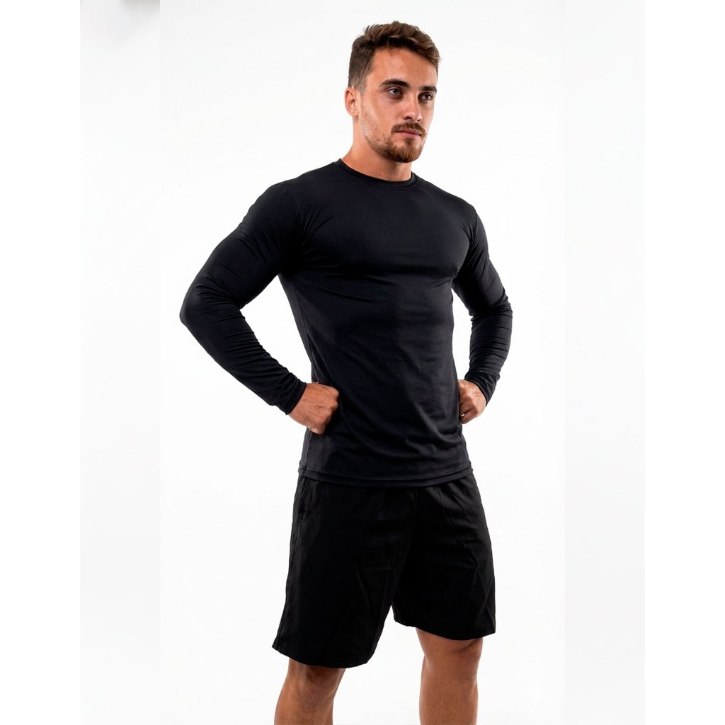 KIT Proteção UV + Short Tactel Masculino Unissex Praia Básico Lazer Motoboy