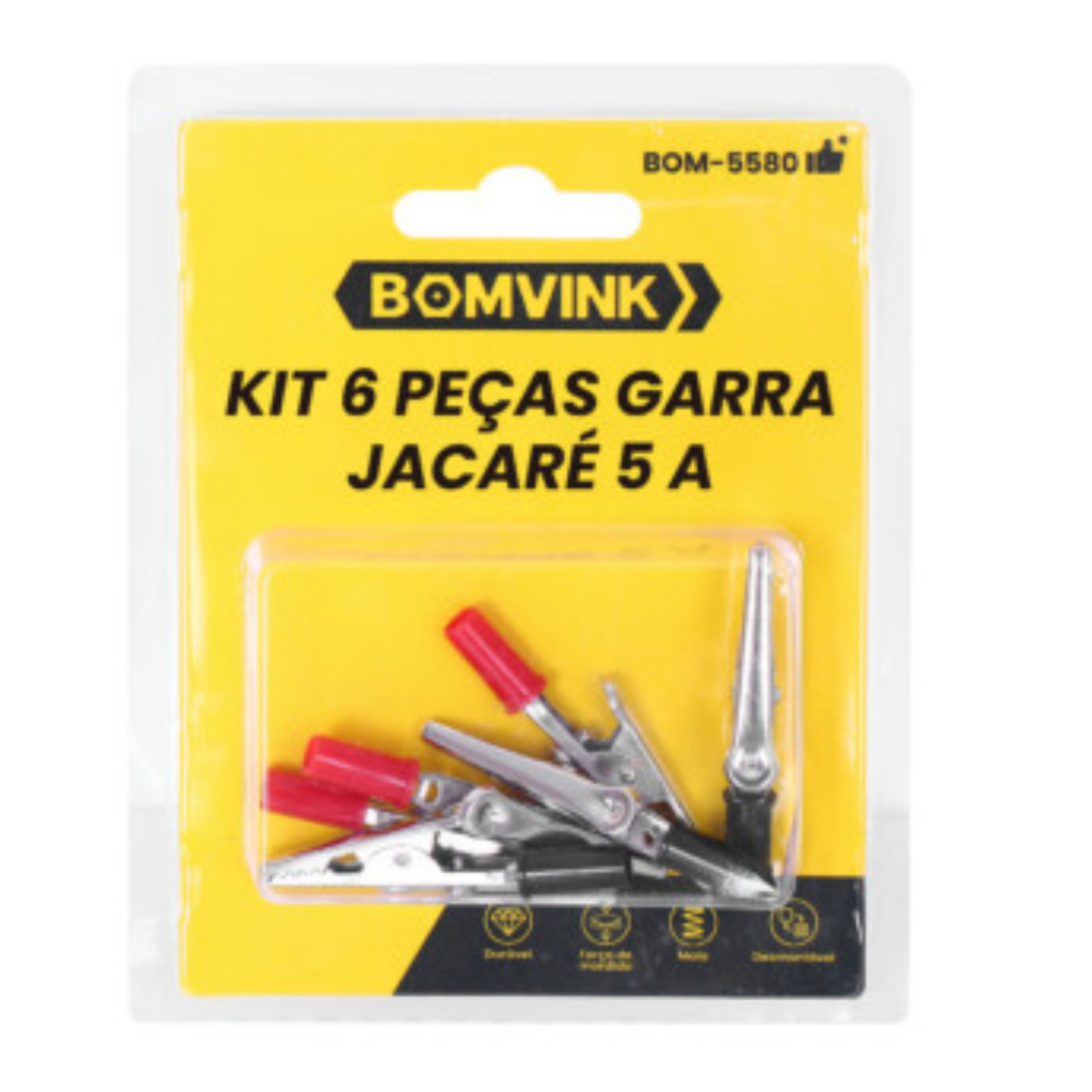 Kit 4 Garras Jacaré Bateria 30 AMPERES Bomvink 5580 Reforçada Chupeta Carga