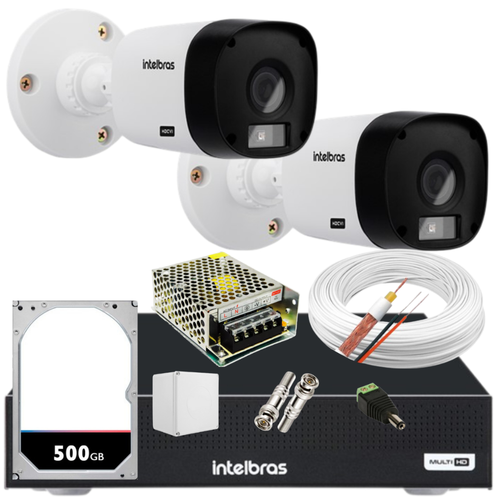 Kit 2 cameras Intelbras bullet 1120B Dvr 1204 4ch App Isic em Oferta na Shopee