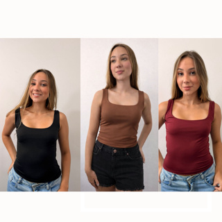 Blusa Regata decote quadrado Basica suplex em Oferta na Shopee