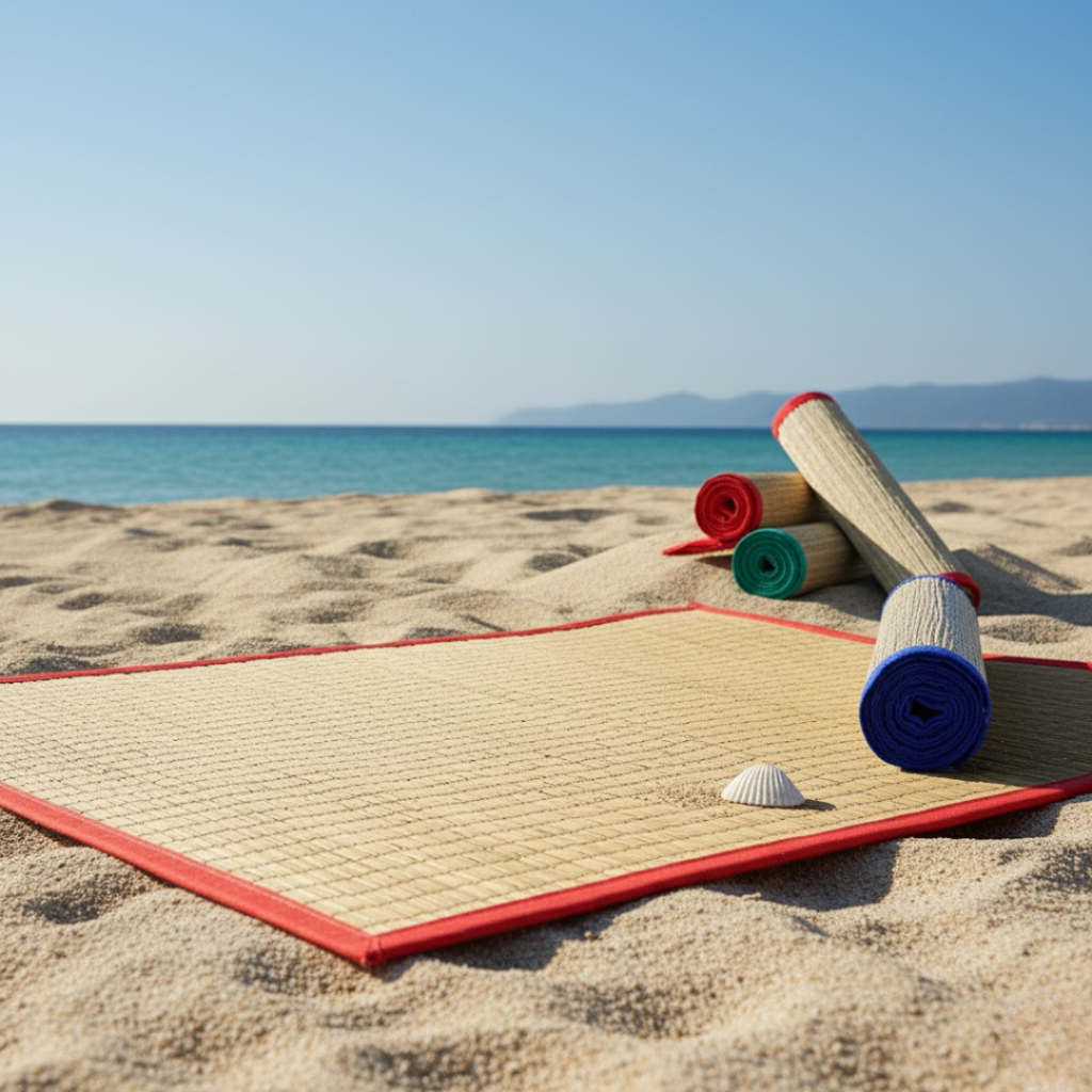 Esteira de Praia Canga de Palha Verão Pé na Areia Piquenique Camping Natural Tapete Dobrável em Oferta na Shopee