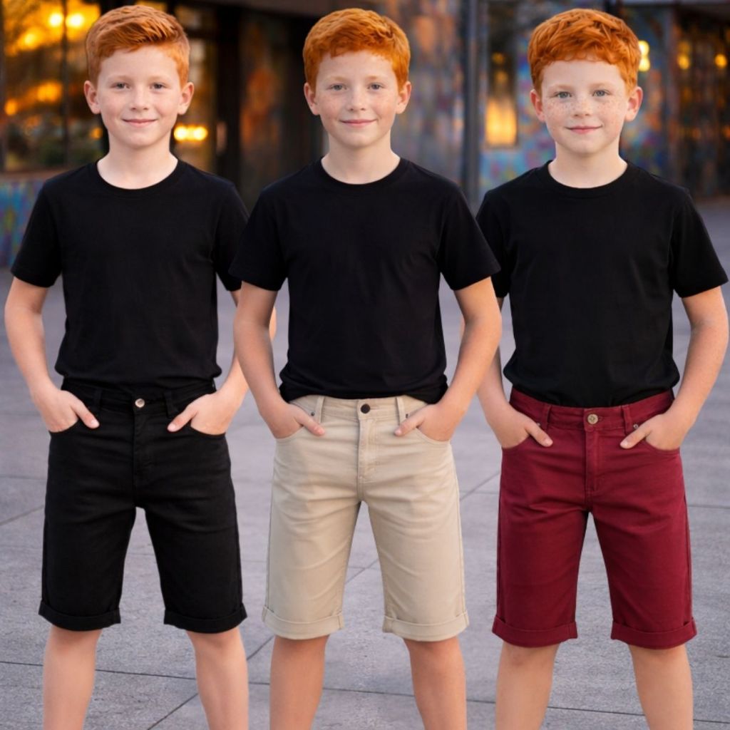 Bermuda Sarja Infantil Juvenil Masculina Kit Combo Com Regulador Cós em Oferta na Shopee