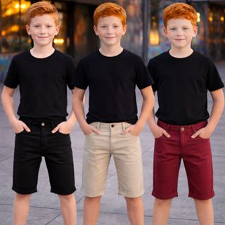 Bermuda Sarja Infantil Juvenil Masculina Kit Combo Com Regulador Cós em Oferta na Shopee