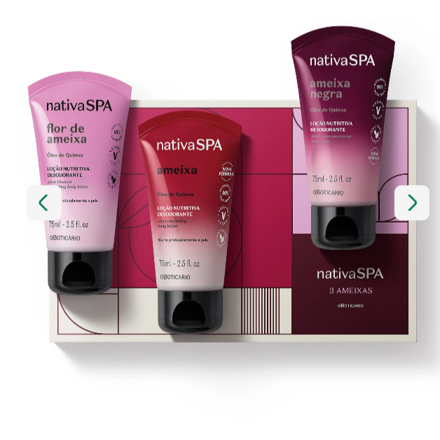 Kit Presente Nativa Spa Ameixa (mini)– Um Toque de Amor em 3 Itens, O Boticário.