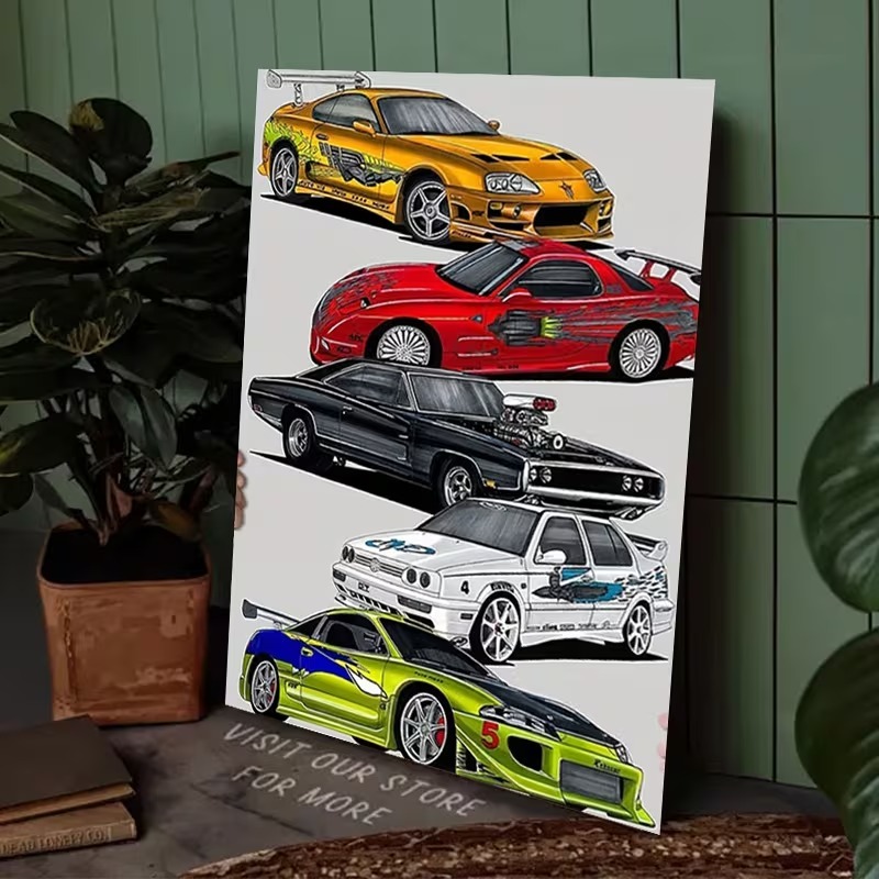 Quadro Decorativo Velozes e Furiosos Carros Supra Charger Eclipse JDM Filme Tuning