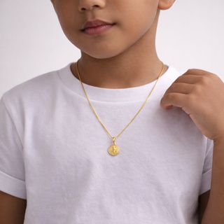 Colar Infantil Medalha São Bento Corrente Veneziana Religiosa Símbolo de Proteção Banhado a Ouro 18K em Oferta na Shopee