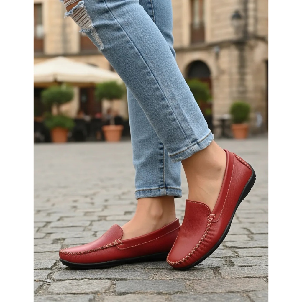 Mocassim Ketter Boots Feminino Couro Conforto Casual Sapato Costura Manual Confortavel