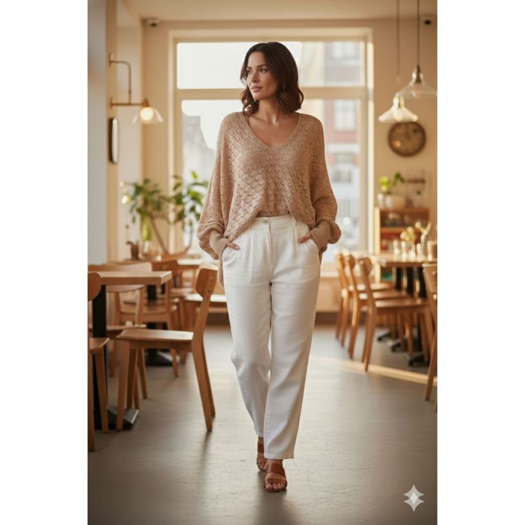 Poncho Feminino Rendado Trico Decote V Vazado Versatil Primavera Verão