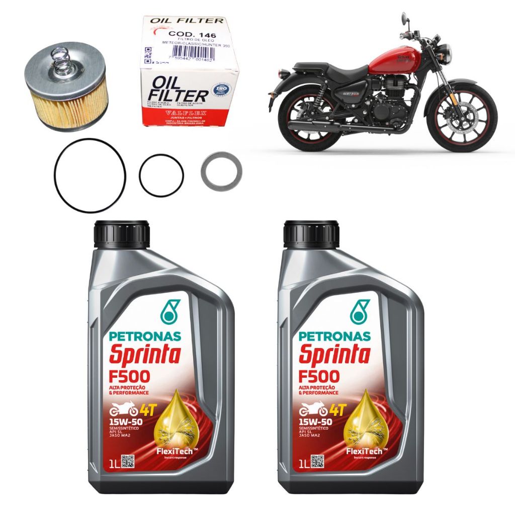 Kit Troca De Oleo Petronas 15w50 Royal Enfield Meteor 350 em Oferta na Shopee