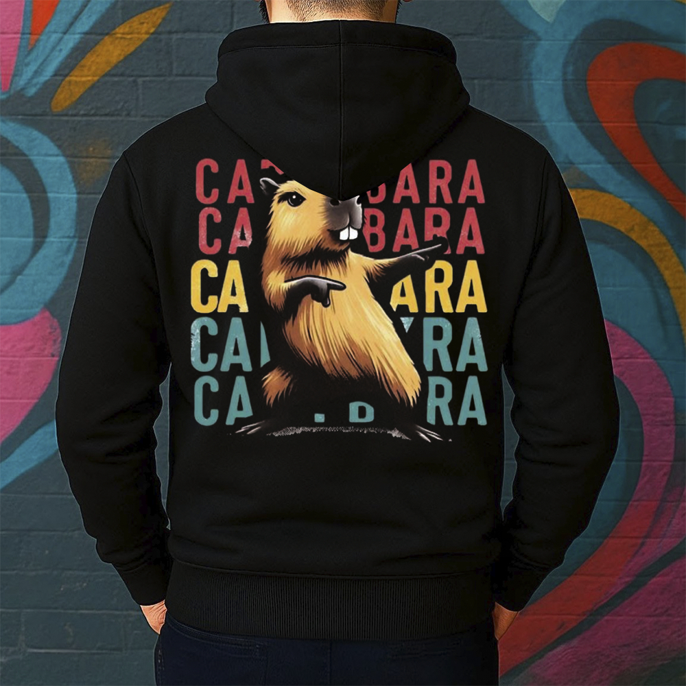 Blusa de Moletom Canguru Estampada Capivara Pose Masculina Confortável Do Tamanho P ao GG