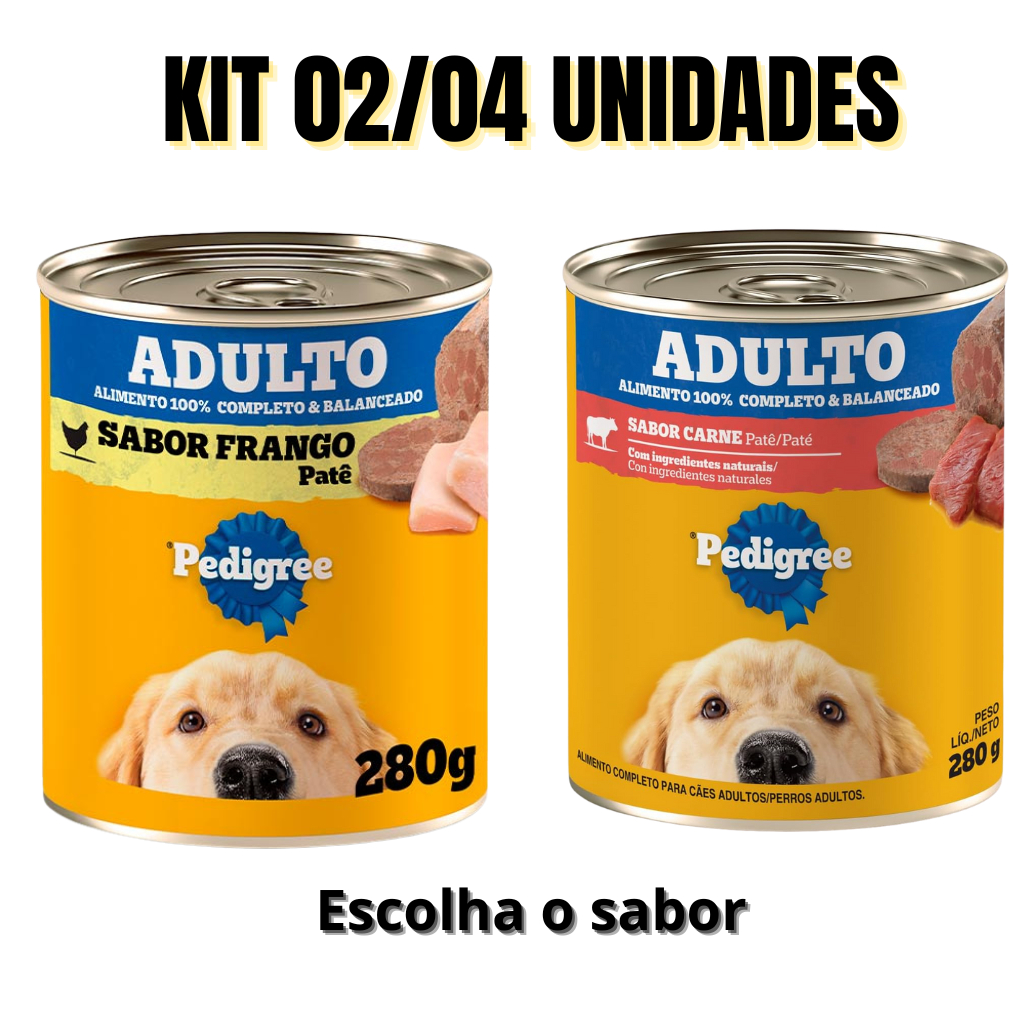 PEDIGREE LATA PATÊ SABORES CARNE E FRANGO 280 GR KIT 02/04 UND OU MIX em Oferta na Shopee