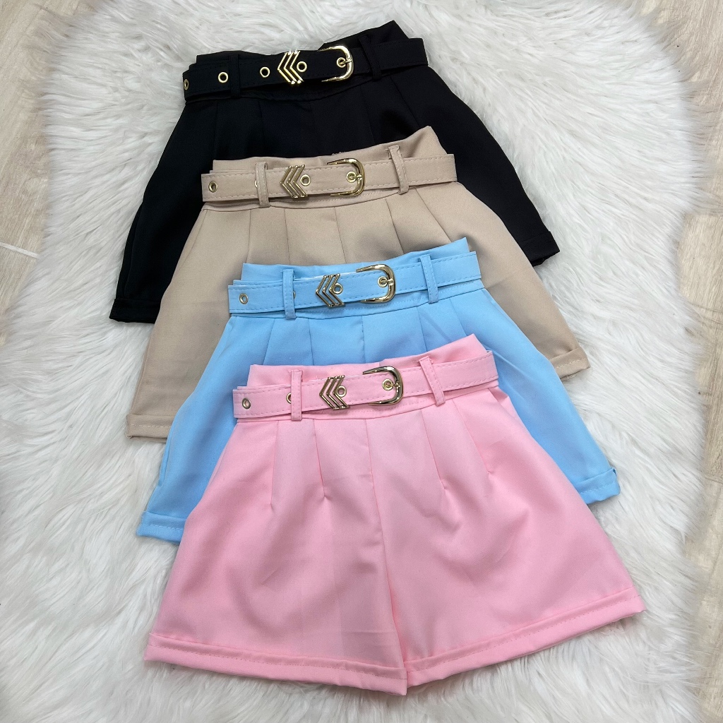 Short Infantil com Cinto Forrado alfaiataria Para Meninas elegante em Oferta na Shopee