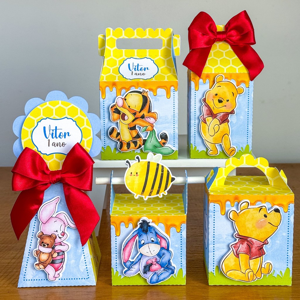 Ursinho Pooh Kit Pegue e Monte Lembrancinhas para Festa Lembrancinhas personalizadas Festa infantil