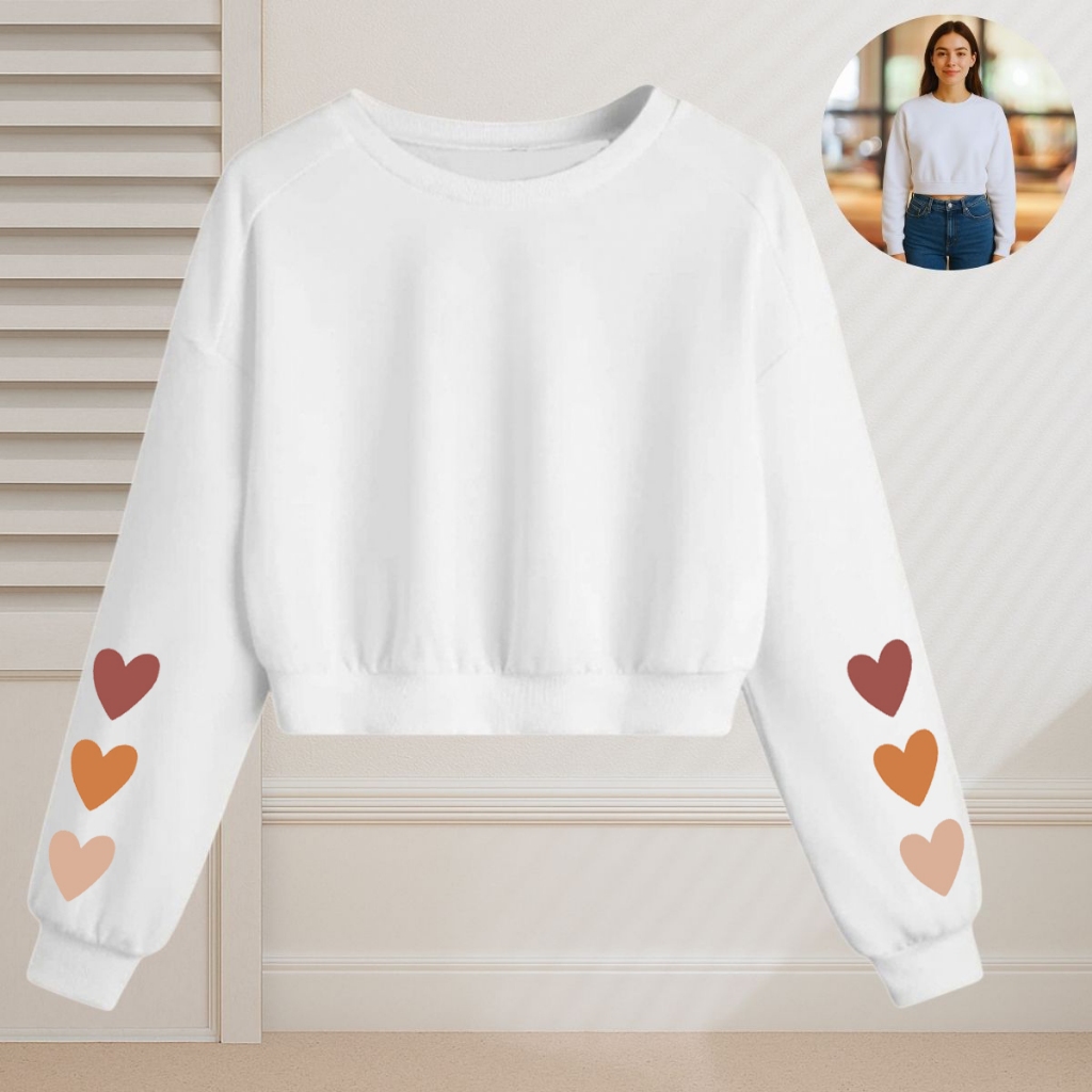 Moletom Cropped Feminino Estilo Tumblr Moda Inverno Coração Marrom em Oferta na Shopee