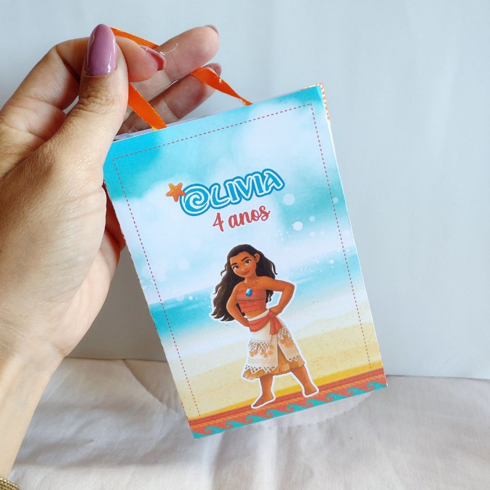 Sacolinha Personalizada Moana para lembrancinha/Tamanho P/Lembrancinha Personalizada Moana/Aniversário Infantil Moana