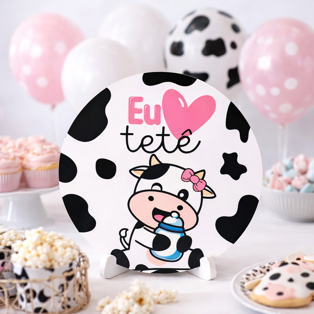 Painel Redondo Mesa Tete Vaquinha Sublimado Elástico 50Cm em Oferta na Shopee