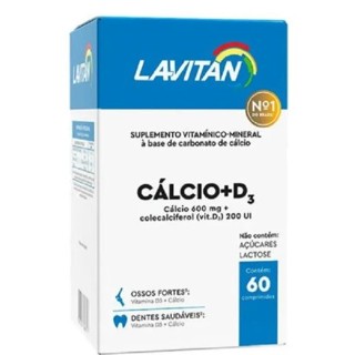 Lavitan Cálcio + D3 (600+200UI) Suplemento alimentar Cimed c/ 60comprimidos em Oferta na Shopee